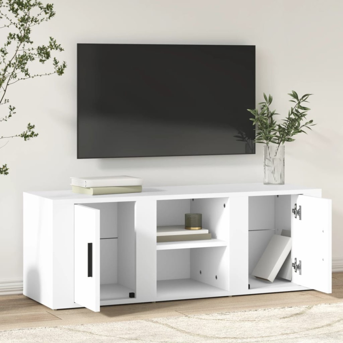 vidaXL Έπιπλο Τηλεόρασης Λευκό 100 x 31,5 x 35 εκ. Επεξεργασμένο Ξύλο
