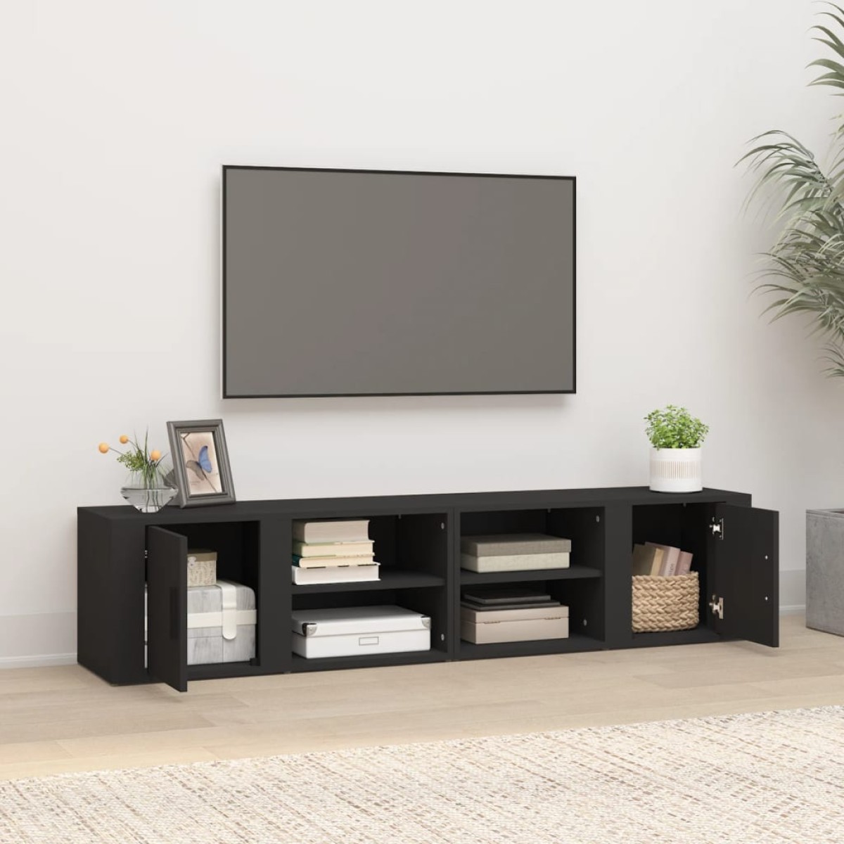 vidaXL Έπιπλα Τηλεόρασης 2 τεμ. Μαύρα 80x31,5x36εκ. Επεξεργασμένο Ξύλο