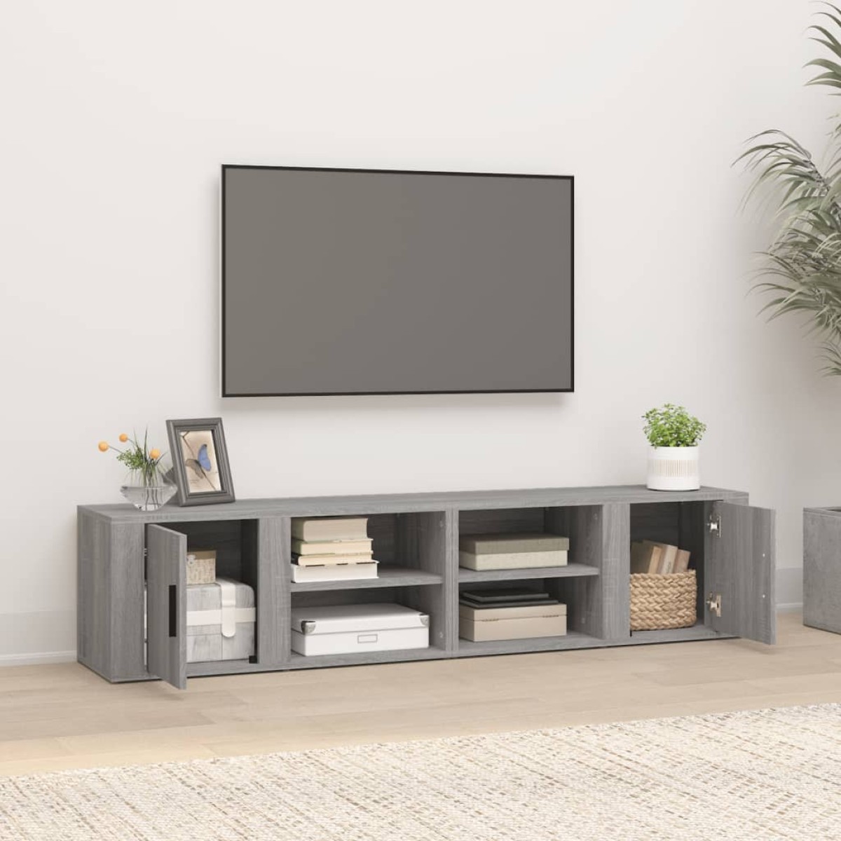 vidaXL Έπιπλα Τηλεόρασης 2 τεμ. Γκρι Sonoma 80x31,5x36 εκ. Επεξ. Ξύλο