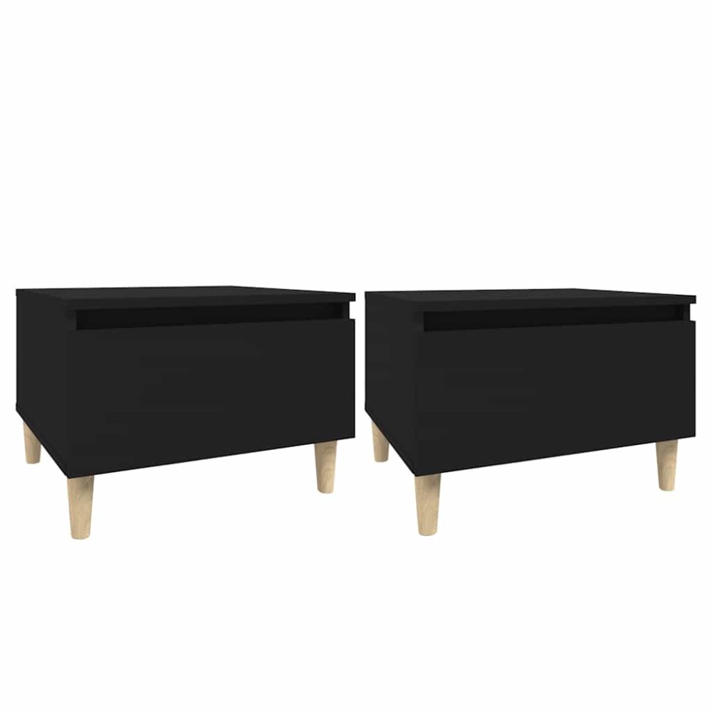 vidaXL Βοηθητικά Τραπέζια 2 τεμ. Μαύρα 50x46x35 εκ. Επεξεργασμένο Ξύλο