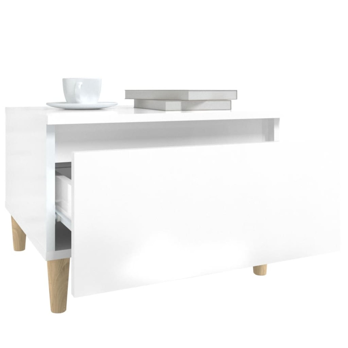 vidaXL Βοηθητικά Τραπέζια 2 τεμ. Γυαλ.Λευκό 50x46x35 εκ. Επεξ. Ξύλο