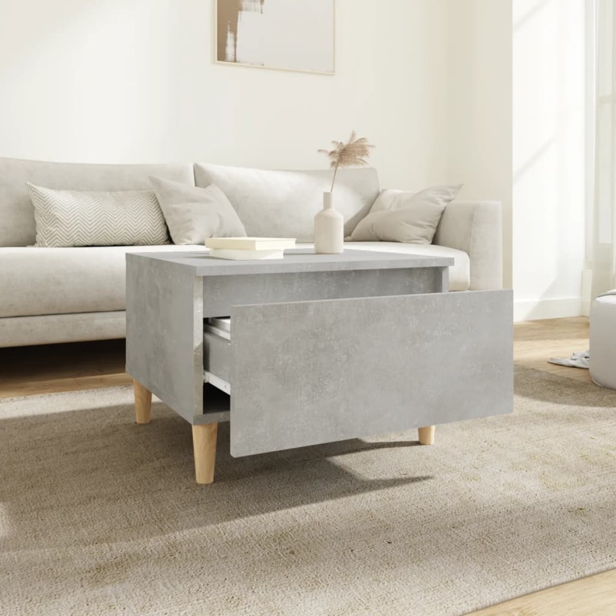 vidaXL Τραπέζι Βοηθητικό Γκρι Σκυροδ. 50x46x35 εκ. Επεξεργασμένο Ξύλο
