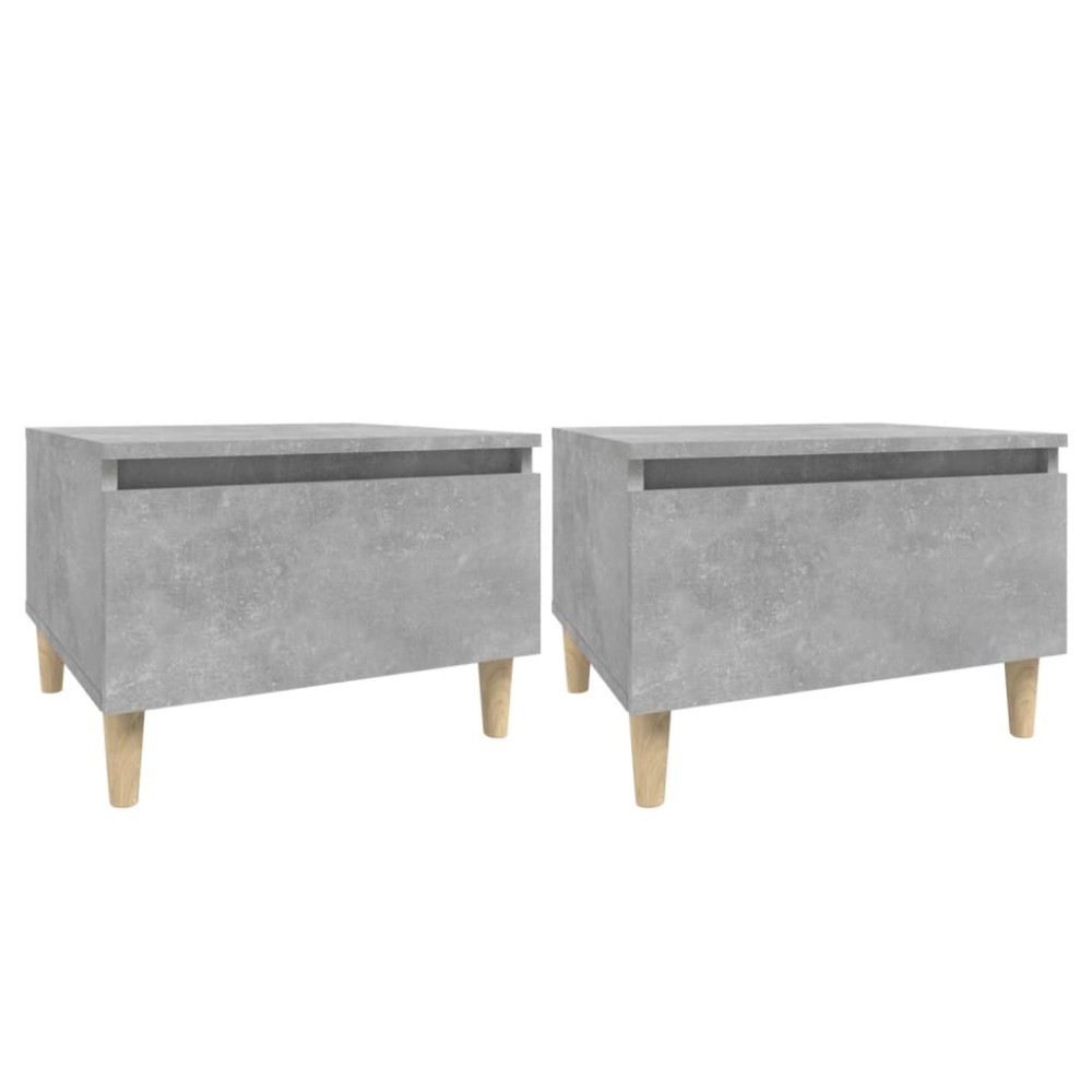 vidaXL Τραπέζια Βοηθητικά 2 τεμ. Γκρι Σκυροδ. 50x46x35 εκ. Επεξ. Ξύλο