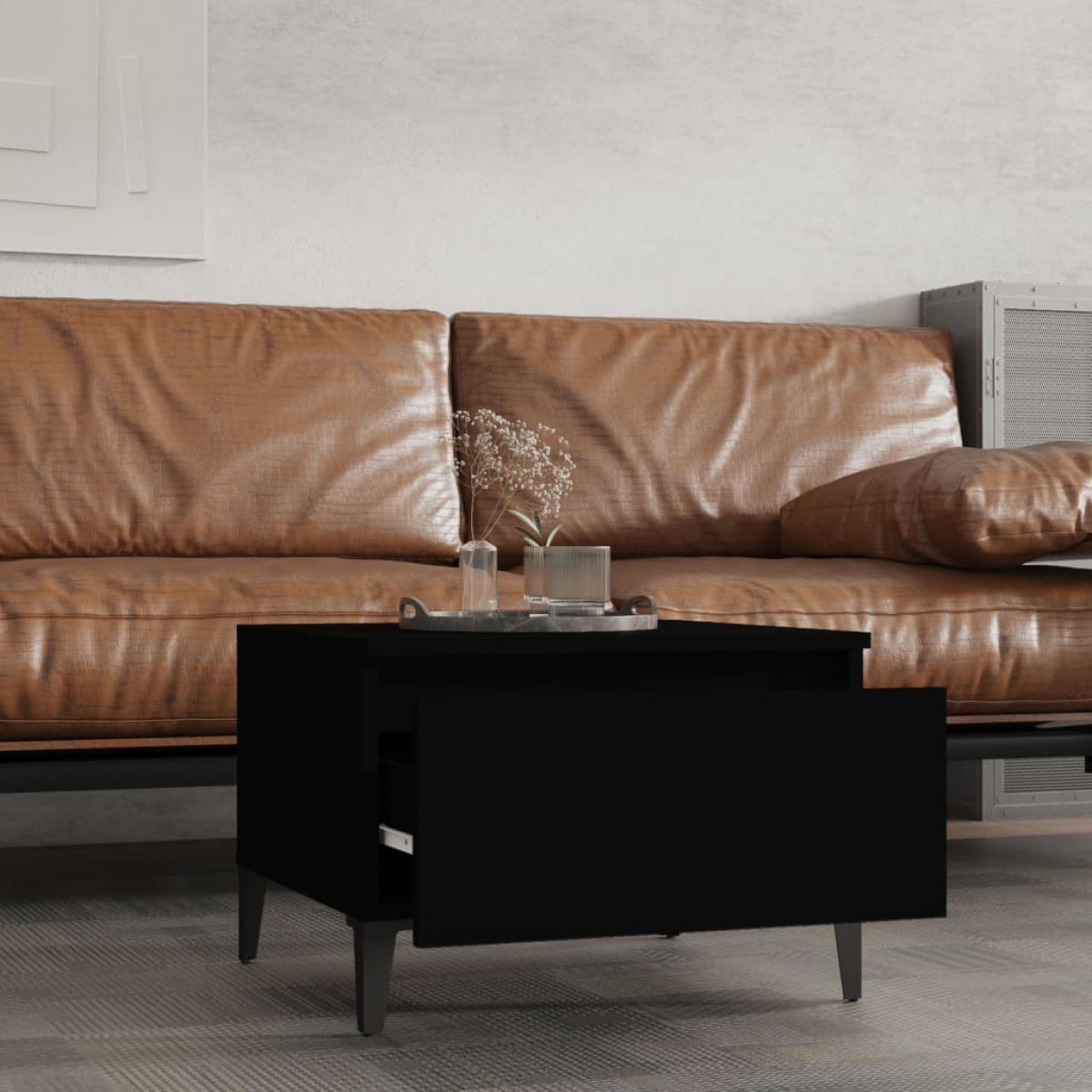 vidaXL Βοηθητικά Τραπέζια 2 τεμ. Μαύρα 50x46x35 εκ. Επεξεργασμένο Ξύλο