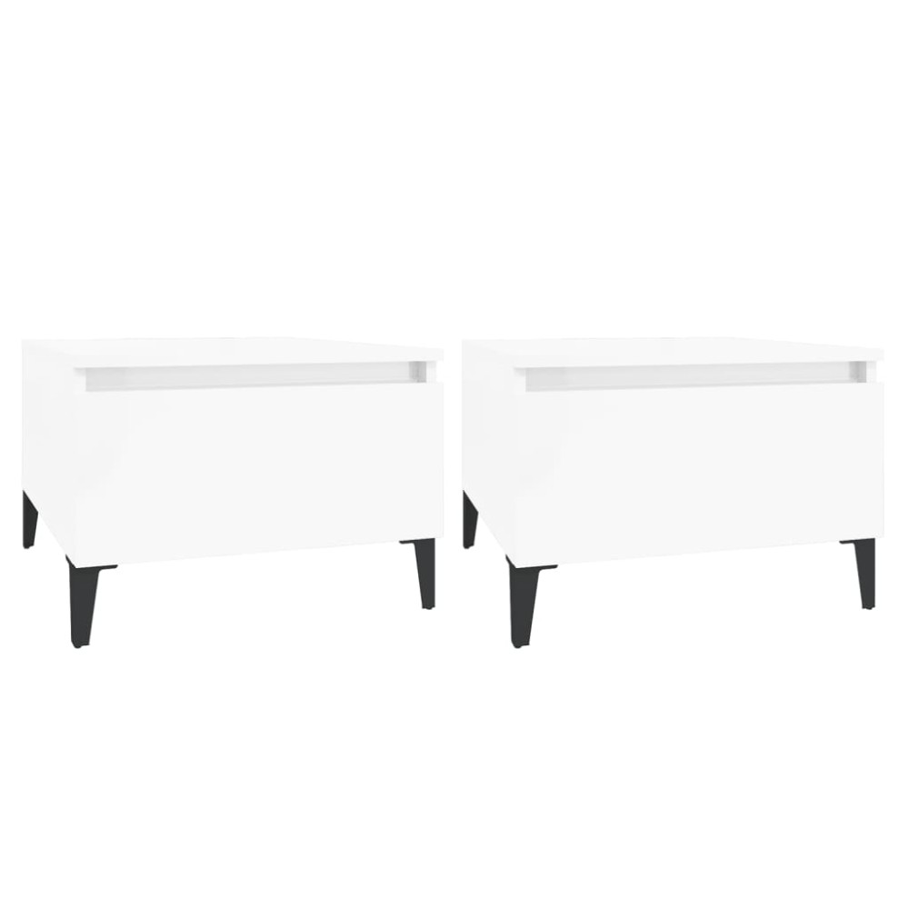 vidaXL Βοηθητικά Τραπέζια 2 τεμ. Γυαλ.Λευκό 50x46x35 εκ. Επεξ. Ξύλο