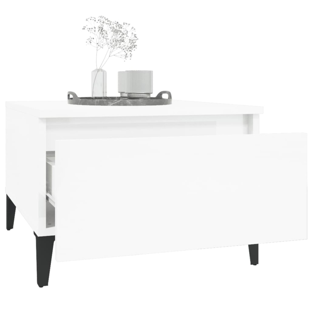 vidaXL Βοηθητικά Τραπέζια 2 τεμ. Γυαλ.Λευκό 50x46x35 εκ. Επεξ. Ξύλο
