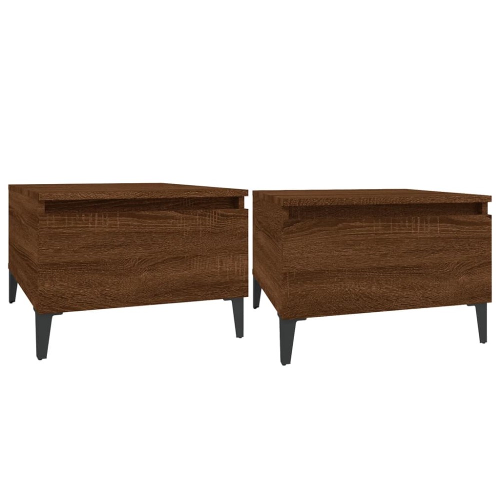 vidaXL Τραπεζάκια Σαλονιού 2 τεμ Καφέ Δρυς 50x46x35 εκ. Επεξ. Ξύλο