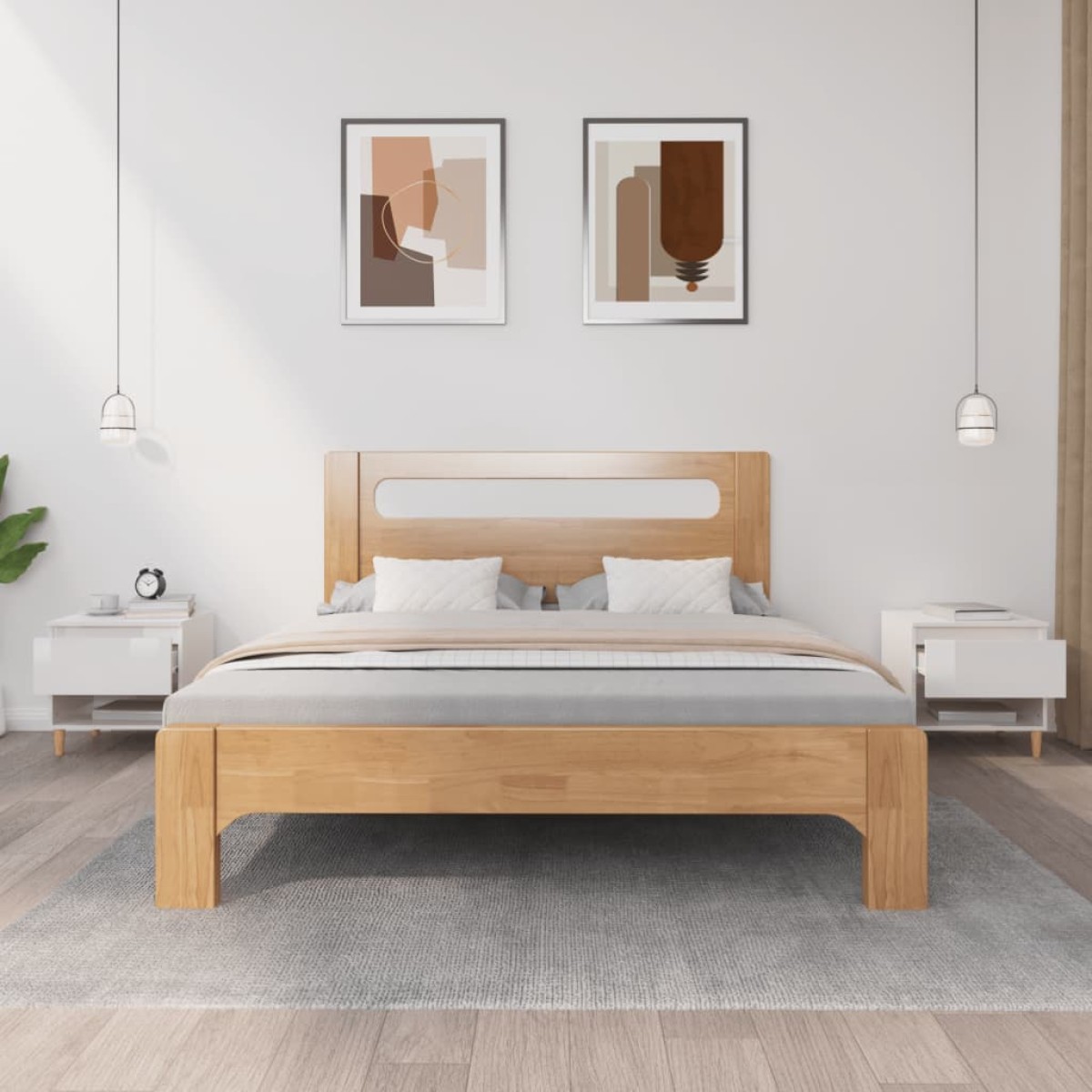 vidaXL Κομοδίνα 2 τεμ. Γυαλ.Λευκό 50x46x50 εκ. από Επεξεργασμένο Ξύλο