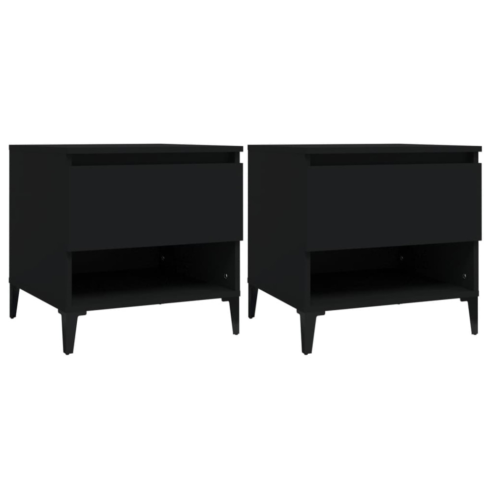 vidaXL Βοηθητικά Τραπέζια 2 τεμ. Μαύρα 50x46x50 εκ. Επεξεργασμένο Ξύλο