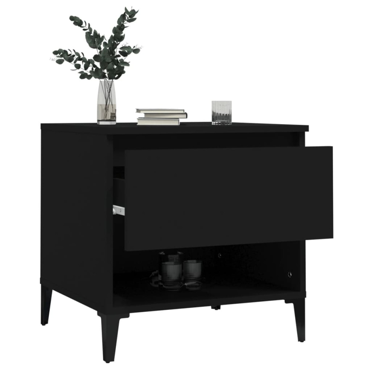 vidaXL Βοηθητικά Τραπέζια 2 τεμ. Μαύρα 50x46x50 εκ. Επεξεργασμένο Ξύλο