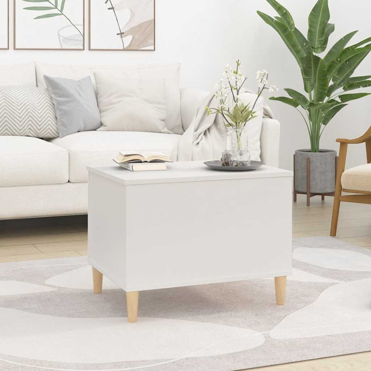 vidaXL Τραπεζάκι Σαλονιού Λευκό 60x44,5x45 εκ. από Επεξεργασμένο Ξύλο