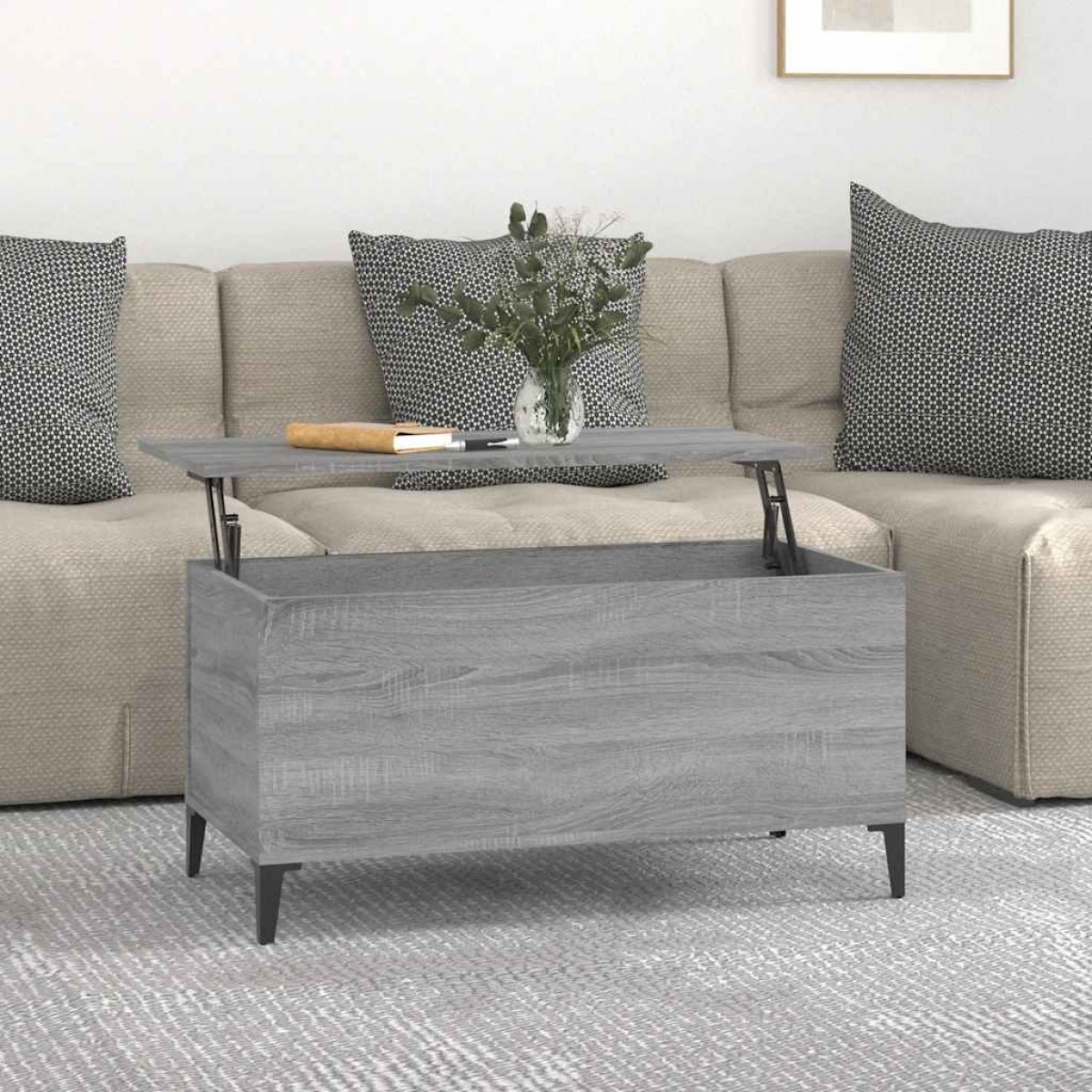 vidaXL Τραπεζάκι Σαλονιού Γκρι Sonoma 90x44,5x45 εκ.Επεξεργασμένο Ξύλο