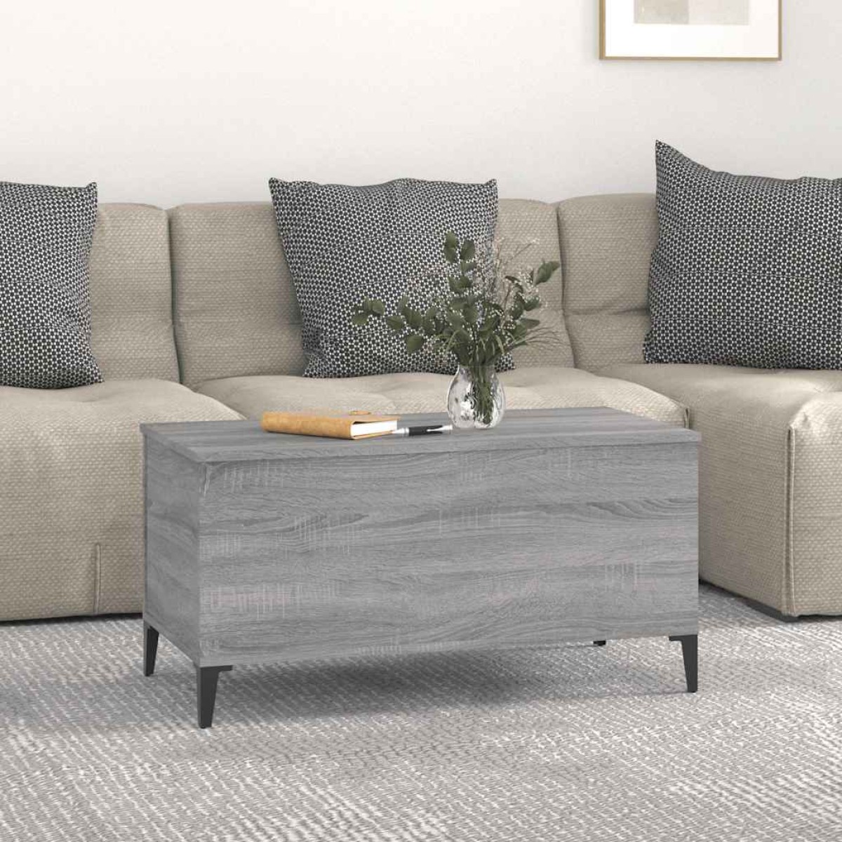 vidaXL Τραπεζάκι Σαλονιού Γκρι Sonoma 90x44,5x45 εκ.Επεξεργασμένο Ξύλο