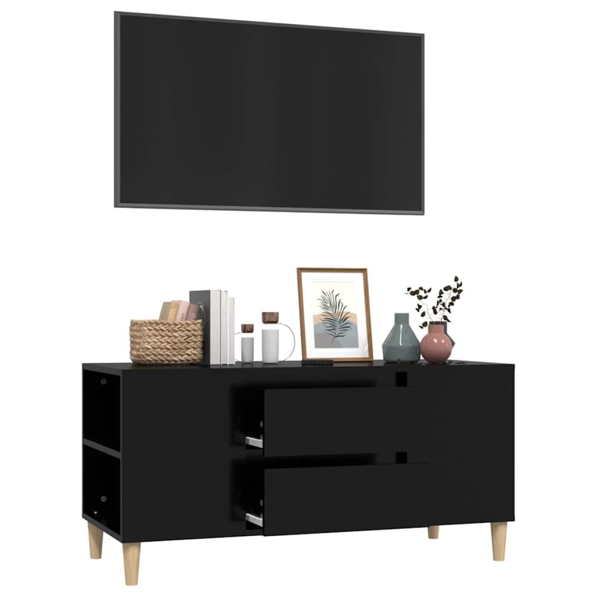 vidaXL Έπιπλο Τηλεόρασης Μαύρο 102x44,5x50 εκ. Επεξεργασμένο Ξύλο