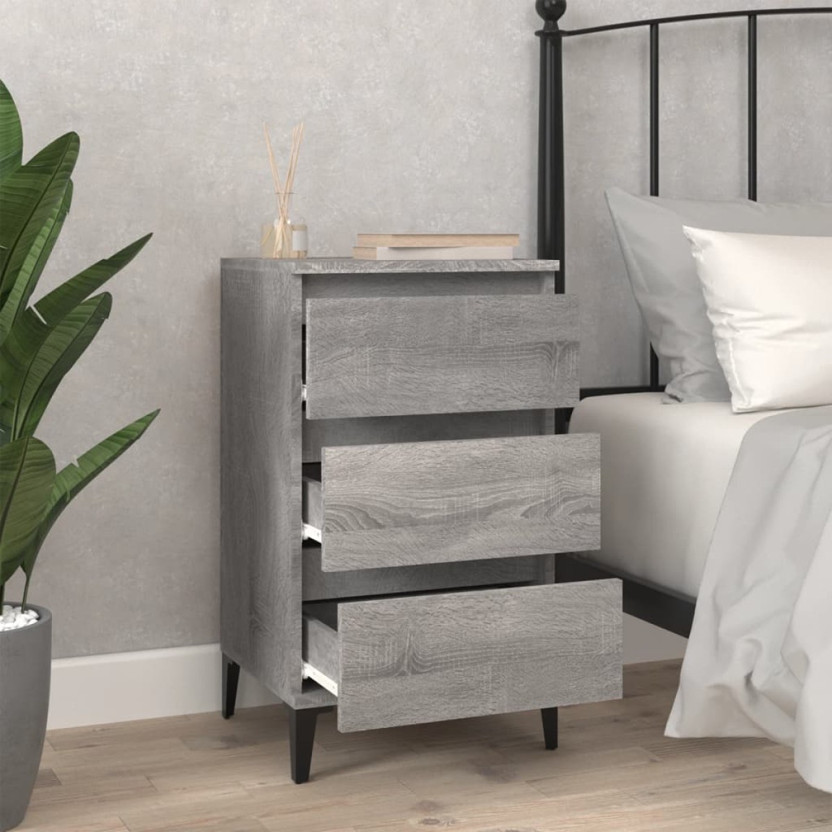 vidaXL Κομοδίνο Γκρι Sonoma 40x35x70 εκ. από Επεξεργασμένο Ξύλο