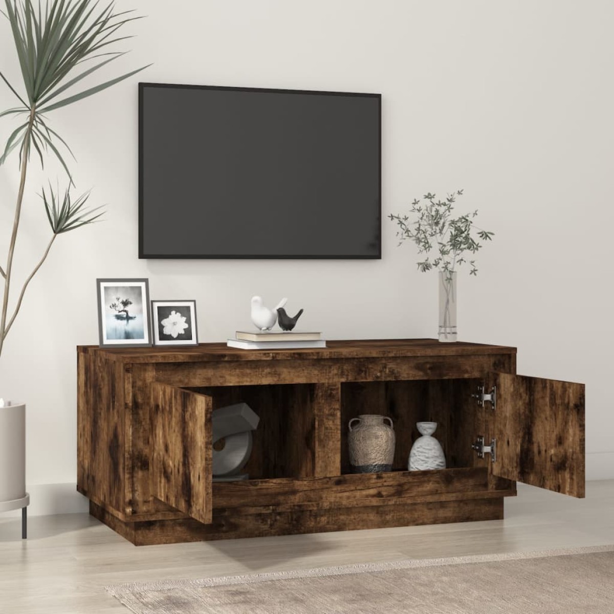 vidaXL Τραπεζάκι Σαλονιού Καπνιστή Δρυς 102x50x44 εκ. Επεξεργασμ. Ξύλο