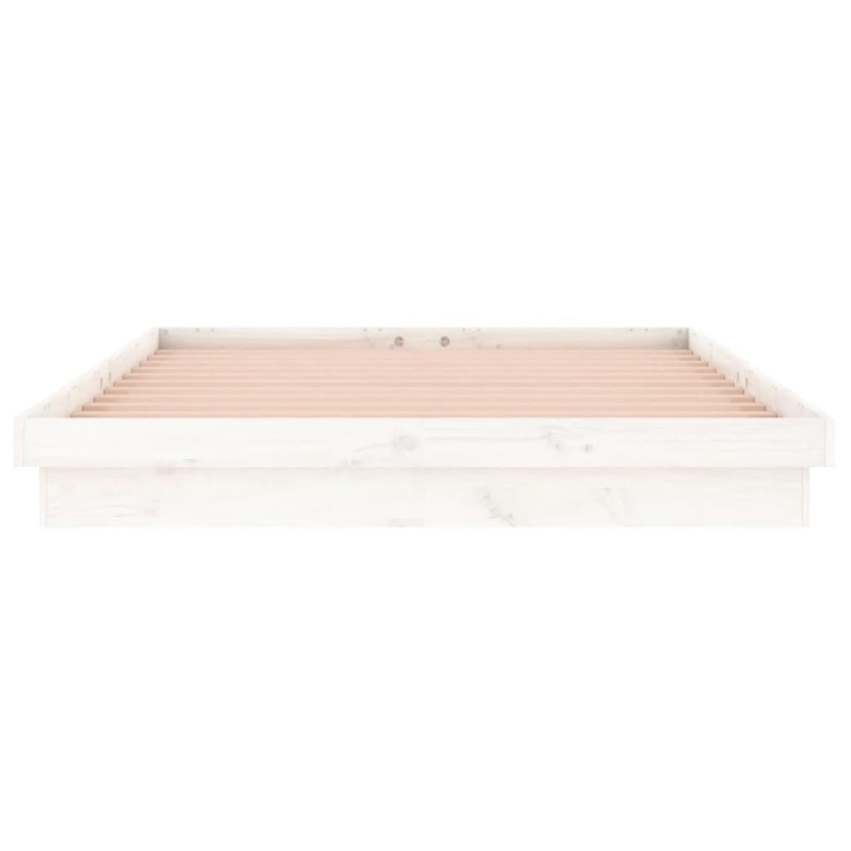 vidaXL Πλαίσιο Κρεβατιού με LED Λευκό 135x190 εκ. Διπλό Μασίφ Ξύλο