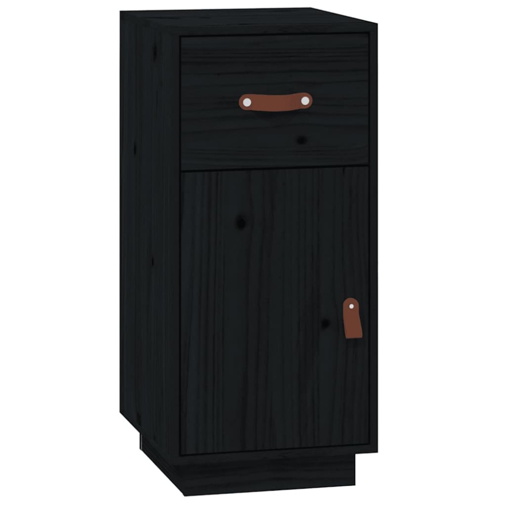 vidaXL Ντουλάπι Μαύρο 34 x 40 x 75 εκ. από Μασίφ Ξύλο Πεύκου