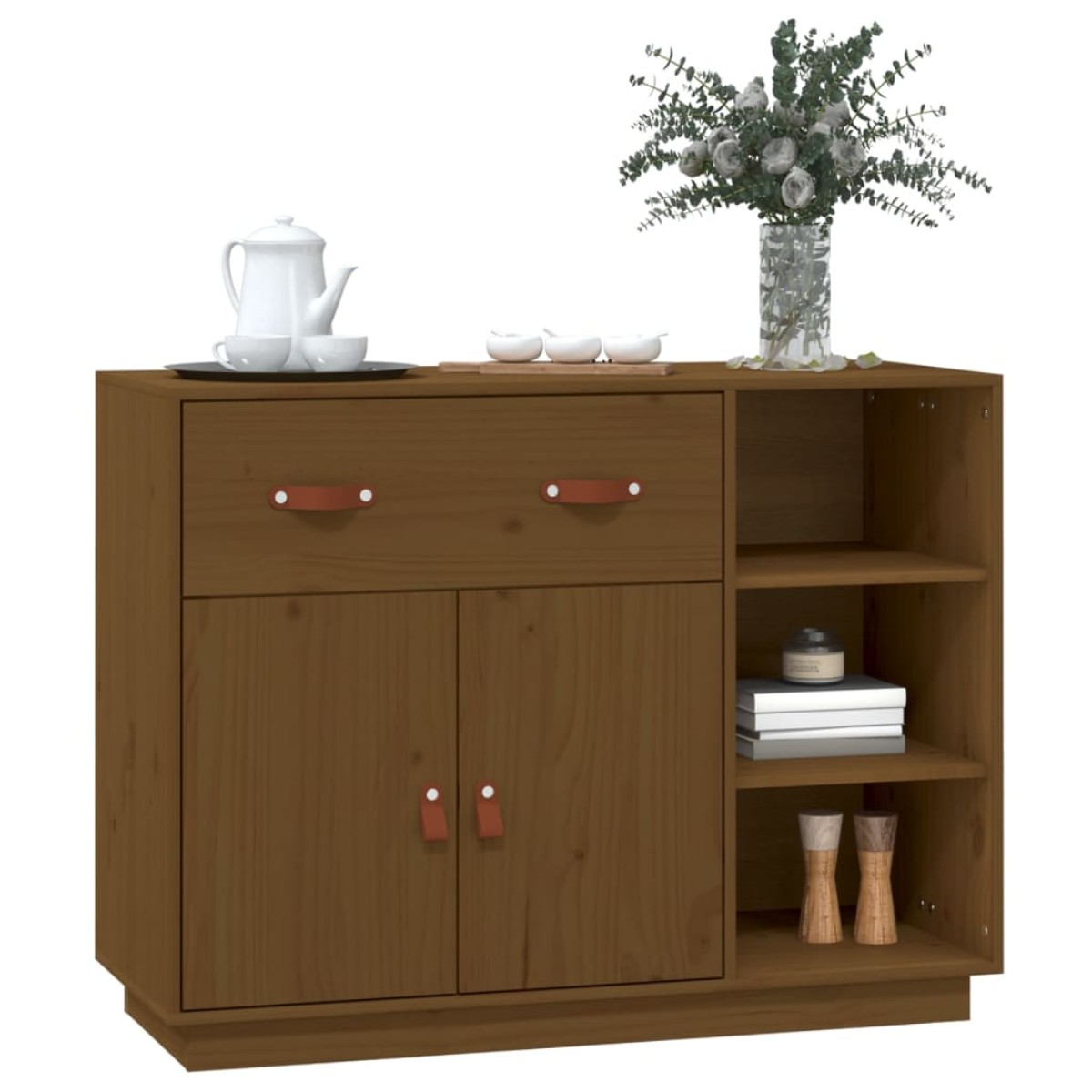 vidaXL Ντουλάπι Καφέ Μελί 98,5x40x75 εκ. από Μασίφ Ξύλο Πεύκου