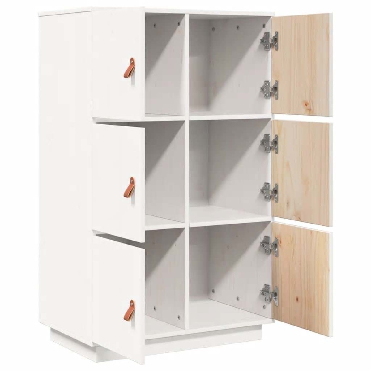vidaXL Ντουλάπι Ψηλό Λευκό 67 x 40 x 108,5 εκ. από Μασίφ Ξύλο Πεύκου