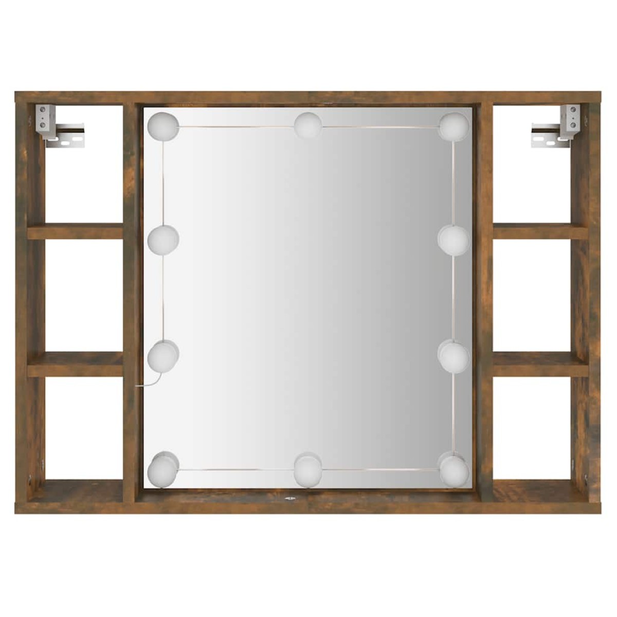 vidaXL Έπιπλο Καθρέπτη με LED Καπνιστή Δρυς 76 x 15 x 55 εκ.