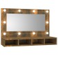 vidaXL Έπιπλο Καθρέπτη με LED Καπνιστή Δρυς 90x31,5x62 εκ.