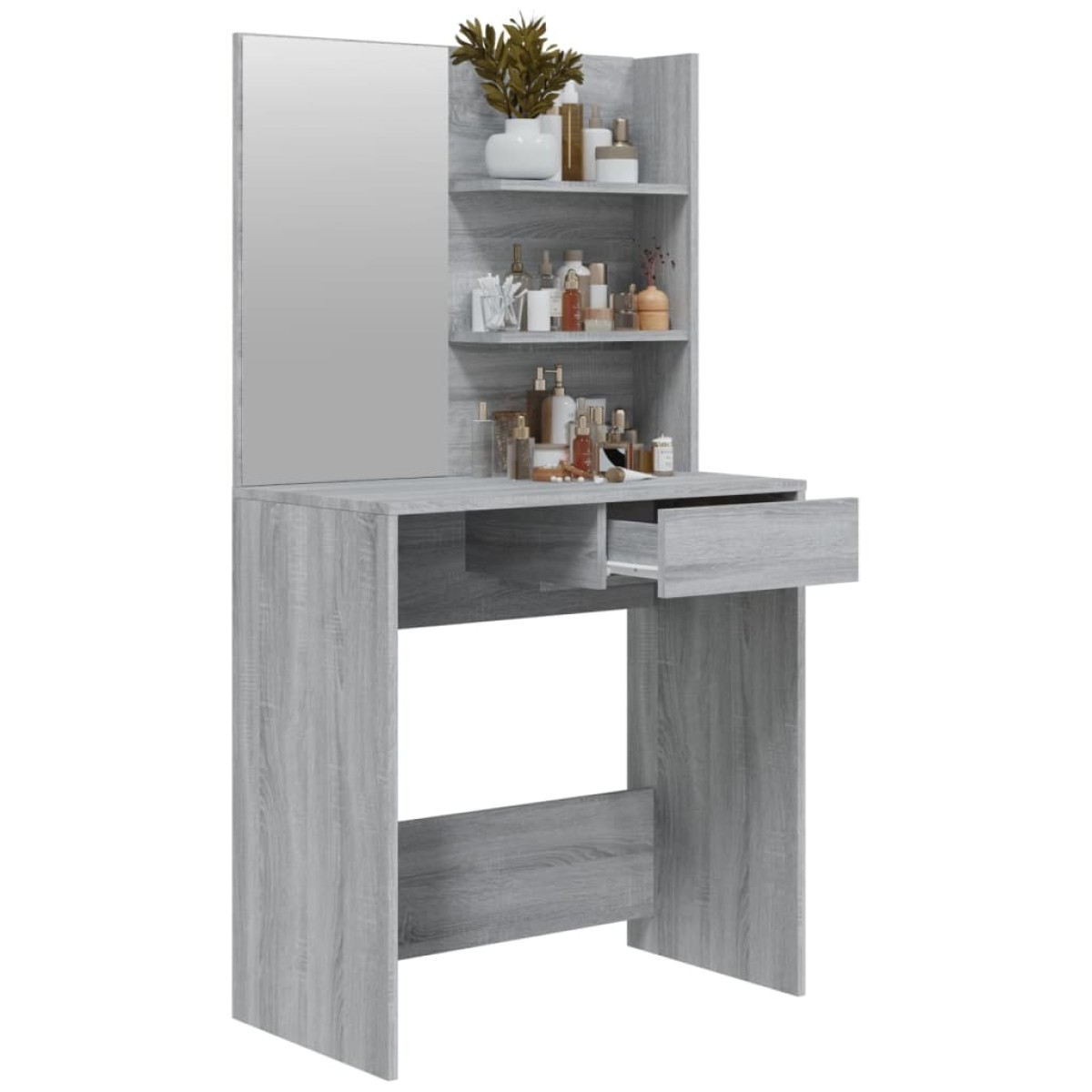 vidaXL Μπουντουάρ με Καθρέφτη Γκρι Sonoma 74,5x40x141 εκ.