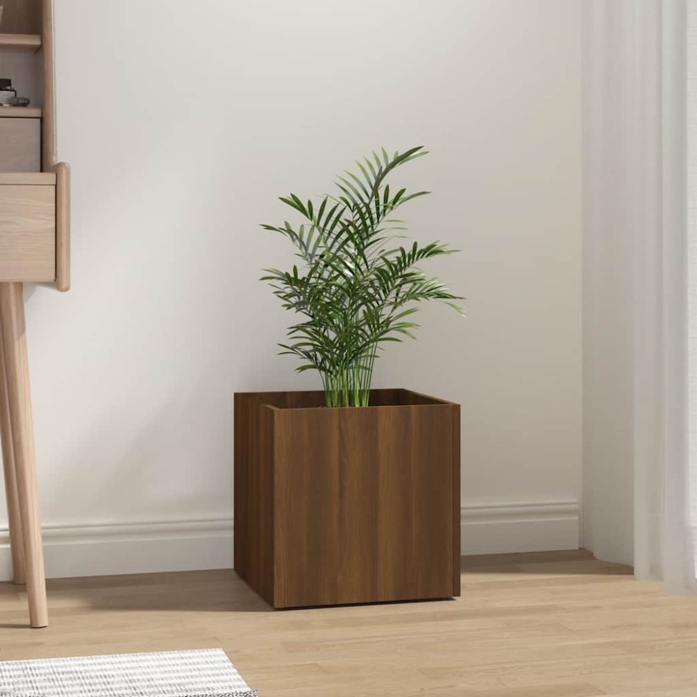 vidaXL Ζαρντινιέρα Καφέ δρυς 40 x 40 x 40 εκ. από Επεξεργασμένο Ξύλο