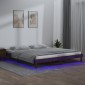 vidaXL Πλαίσιο Κρεβατιού Με LED Καφέ Μελί 140x200 εκ. από Μασίφ Ξύλο