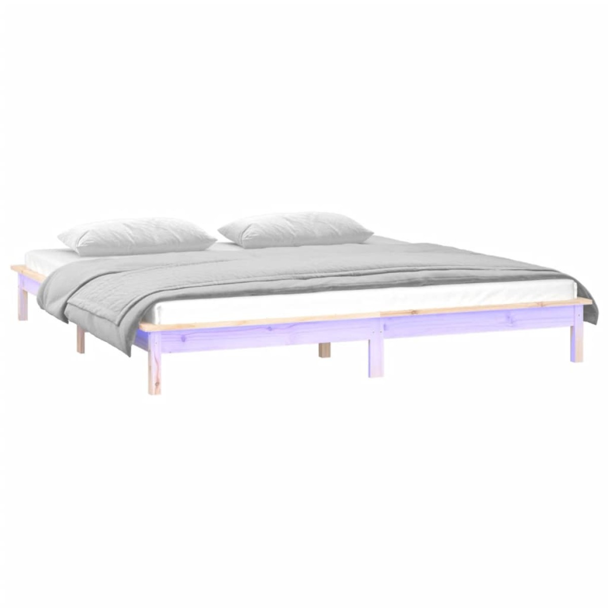 vidaXL Πλαίσιο Κρεβατιού με LED 150 x 200 εκ. King Size Μασίφ Ξύλο