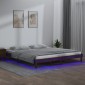 vidaXL Πλαίσιο Κρεβατιού με LED Μελί 140 x 190 εκ. από Μασίφ Ξύλο