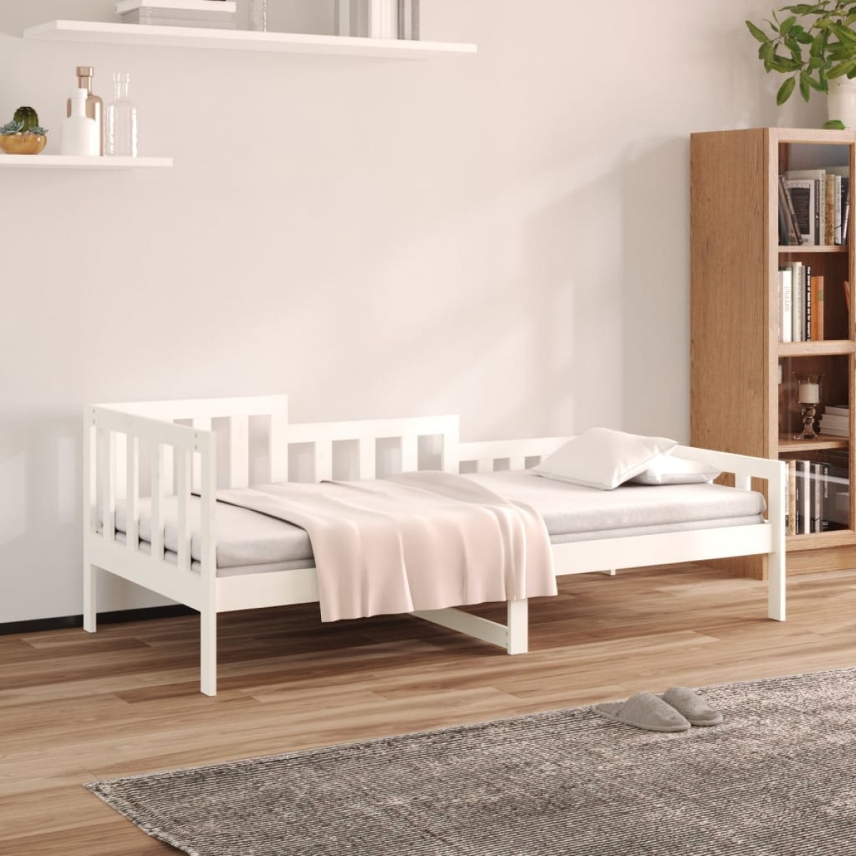 vidaXL Καναπές Κρεβάτι Λευκός 80 x 200 εκ. από Μασίφ Ξύλο Πεύκου