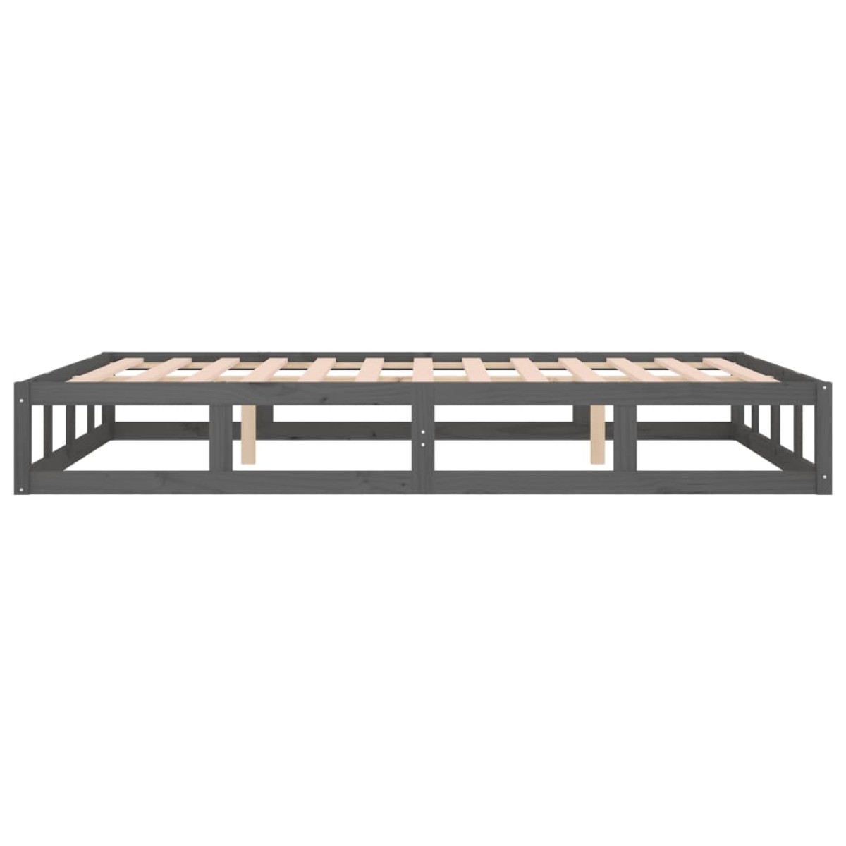 vidaXL Πλαίσιο Κρεβατιού Γκρι 150 x 200 εκ. Μασίφ Ξύλο King Size