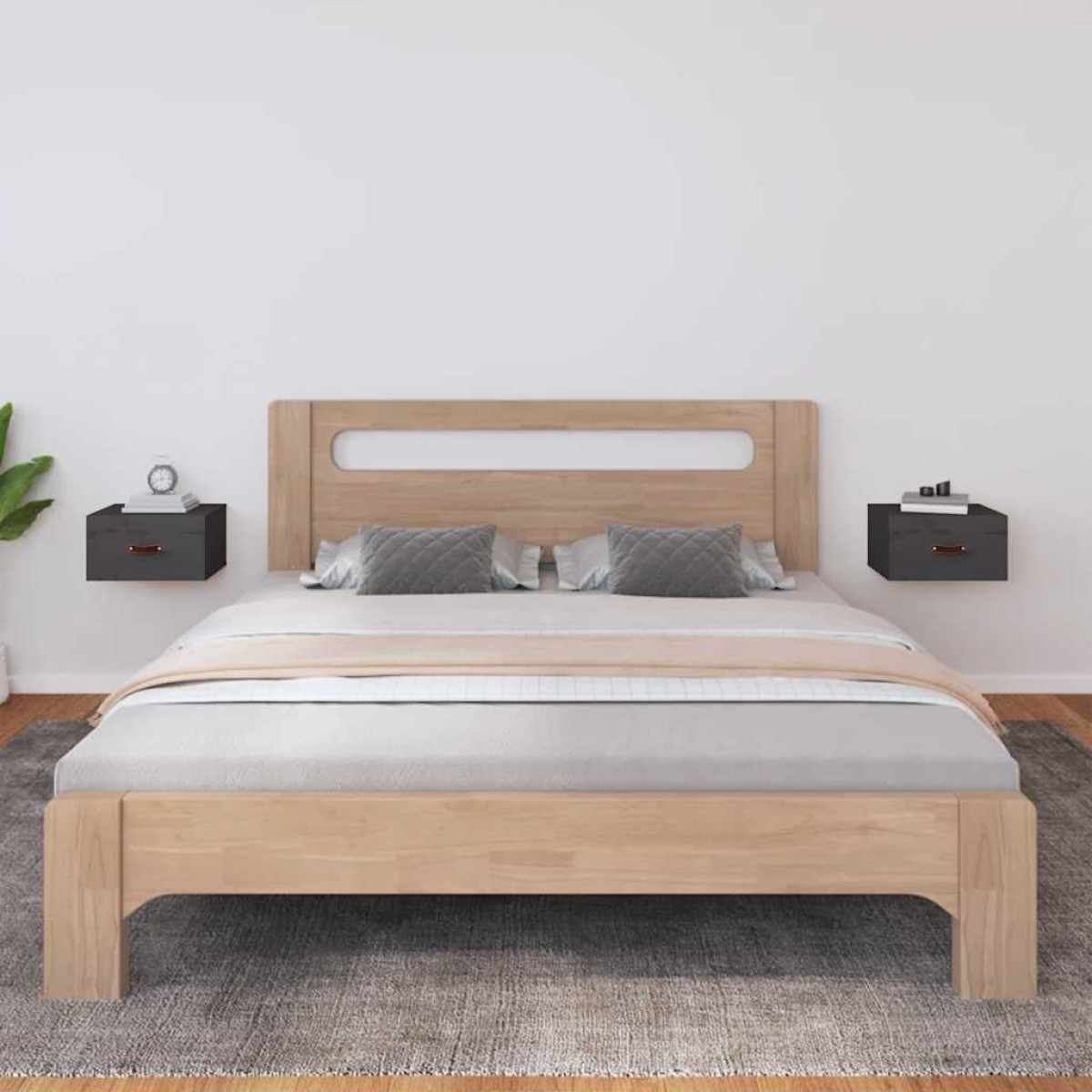 vidaXL Κομοδίνα Επιτοίχια 2 τεμ. Γκρι 40 x 29,5 x 22 εκ.