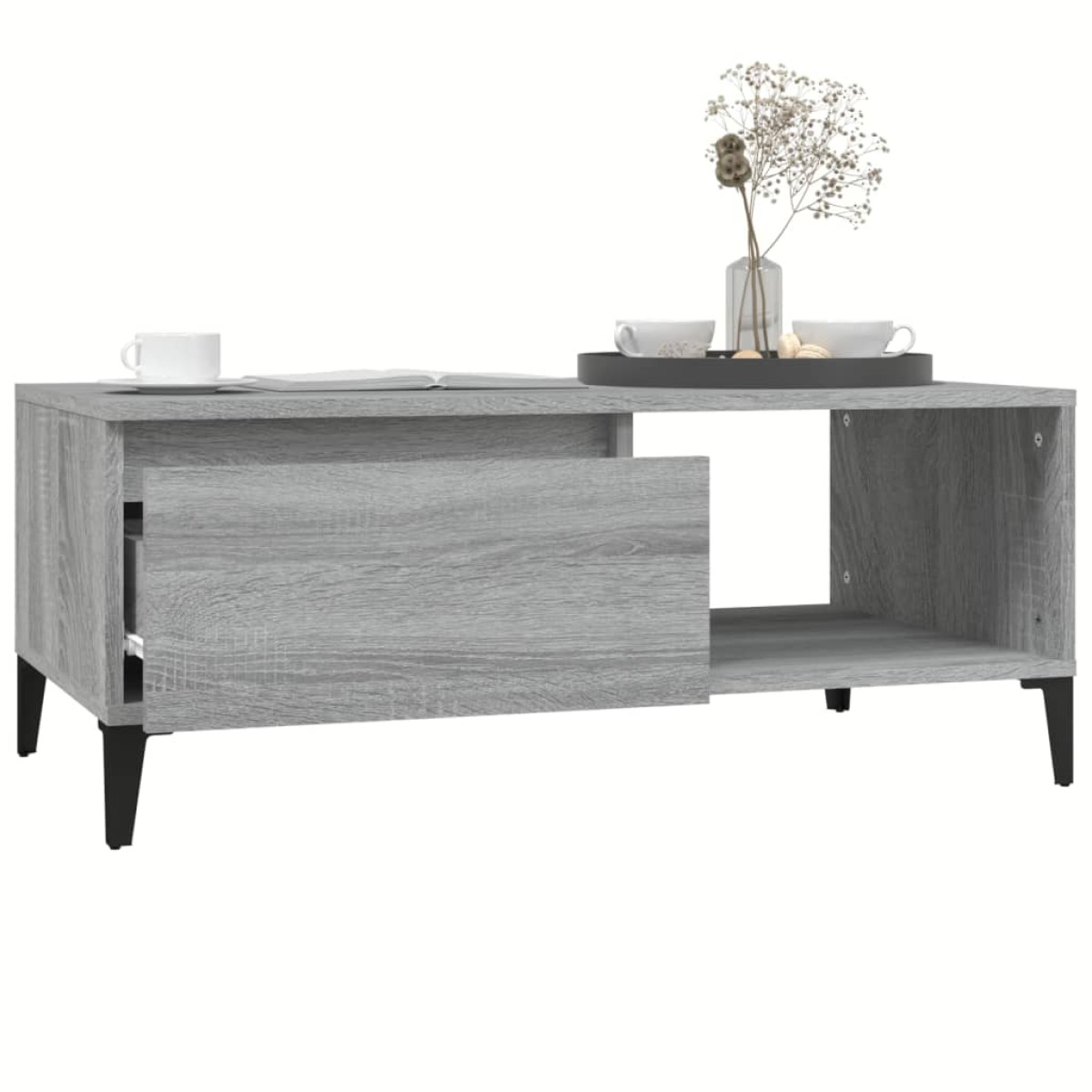 vidaXL Τραπεζάκι Σαλονιού Γκρι Sonoma 90x50x36,5εκ. Επεξεργασμένο Ξύλο