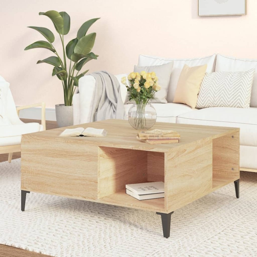 vidaXL Τραπεζάκι Σαλονιού Sonoma Δρυς 80x80x36,5 εκ. Επεξεργασμ. Ξύλο