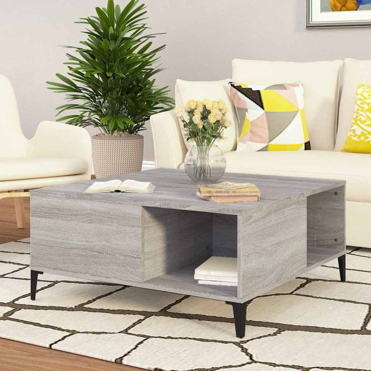 vidaXL Τραπεζάκι Σαλονιού Γκρι Sonoma 80x80x36,5εκ. Επεξεργασμένο Ξύλο