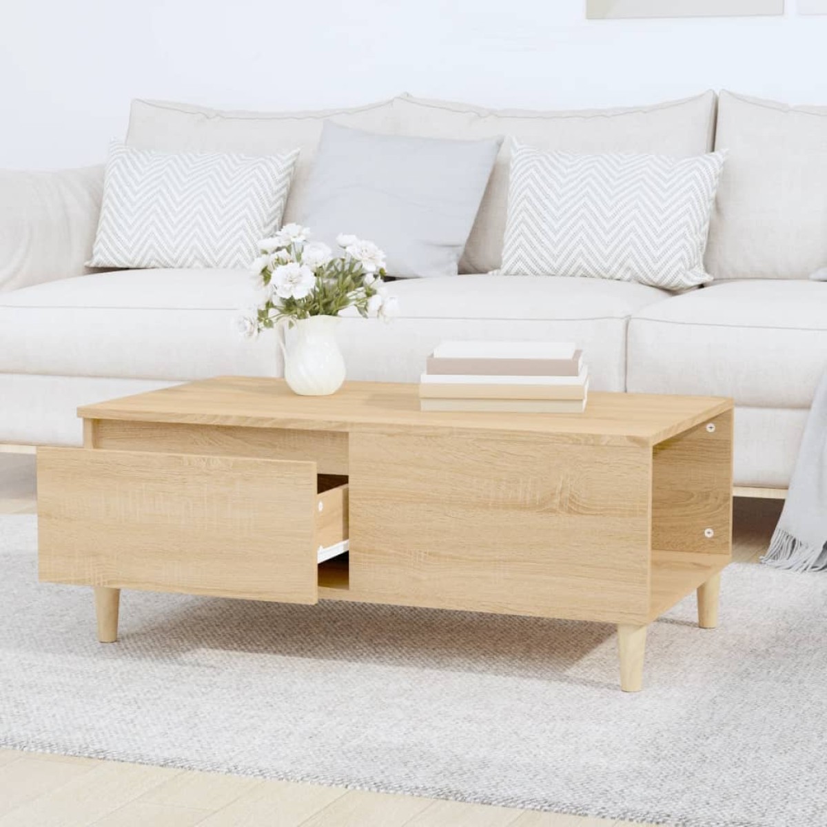 vidaXL Τραπεζάκι Σαλονιού Sonoma Δρυς 90x50x36,5 εκ. Επεξεργασμ. Ξύλο