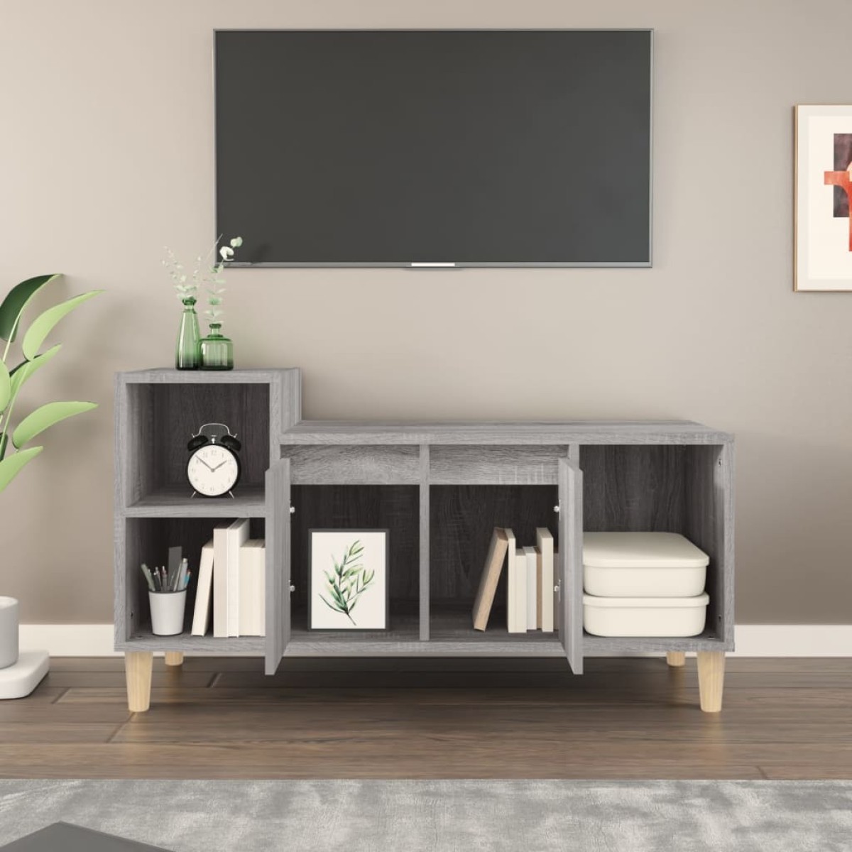 vidaXL Έπιπλο Τηλεόρασης Γκρι Sonoma 100x35x55 εκ. από Επεξεργ. Ξύλο