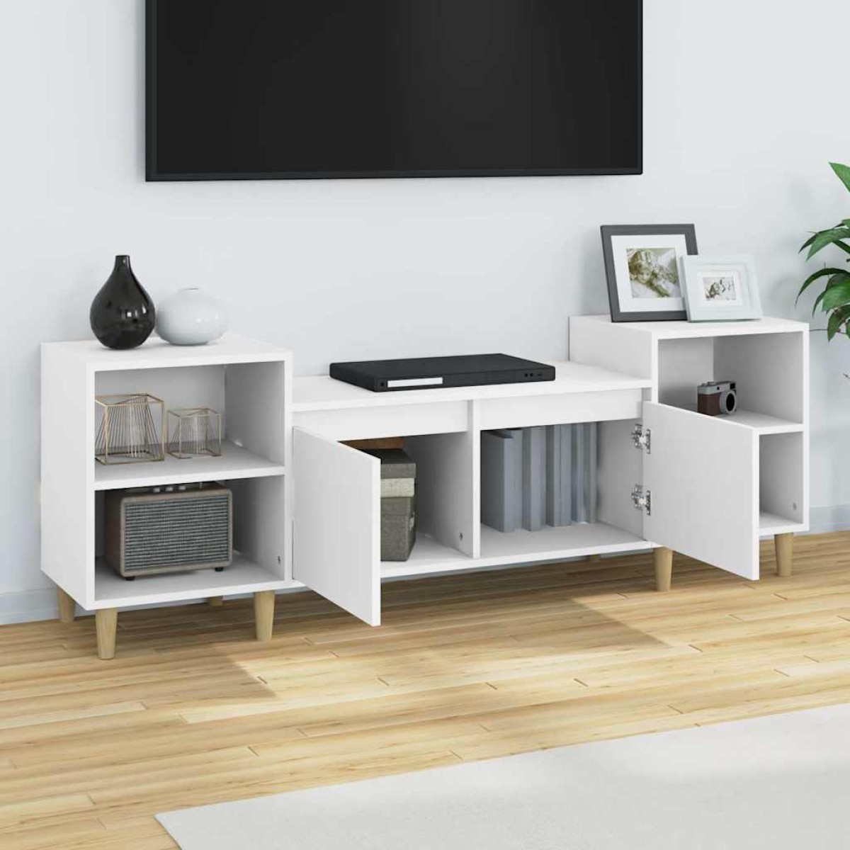 vidaXL Έπιπλο Τηλεόρασης Λευκό 160 x 35 x 55 εκ. Επεξεργασμένο Ξύλο