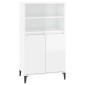 vidaXL Ντουλάπι Γυαλ. Λευκό 60 x 36 x 110 εκ. από Επεξεργασμένο Ξύλο