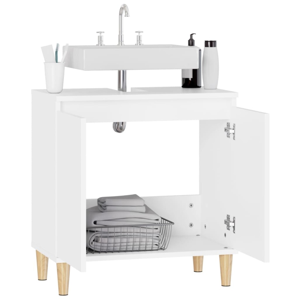 vidaXL Ντουλάπι Νιπτήρα Λευκό 58 x 33 x 60 εκ. από Επεξεργασμένο Ξύλο