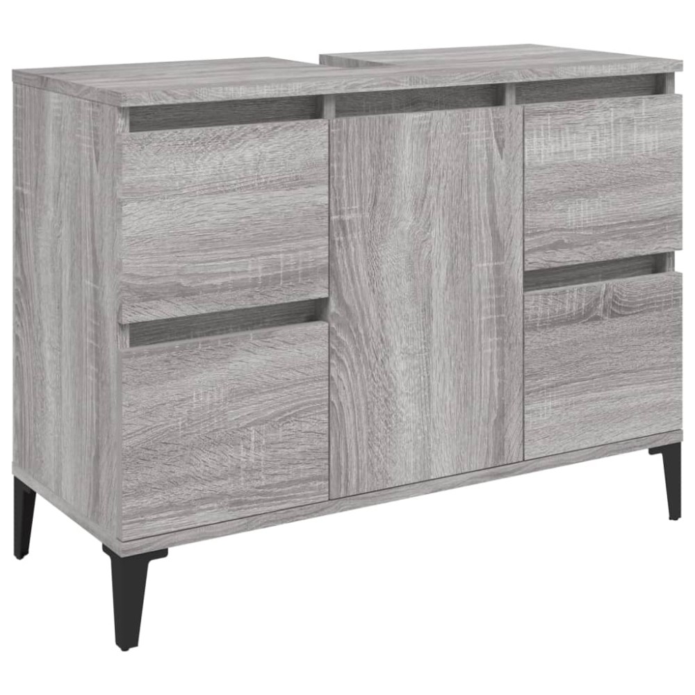 vidaXL Ντουλάπι Νιπτήρα Γκρι Sonoma 80 x 33 x 60εκ. Επεξεργασμένο Ξύλο
