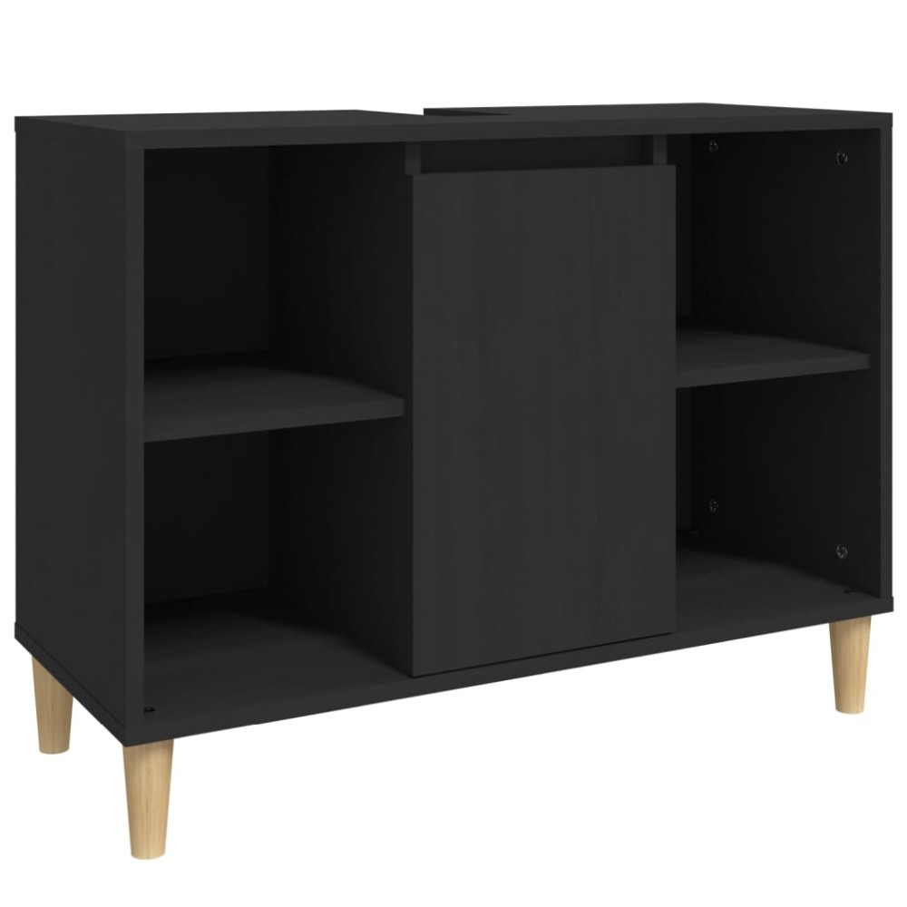 vidaXL Ντουλάπι Νιπτήρα Μαύρο 80 x 33 x 60 εκ. Επεξεργασμένο Ξύλο