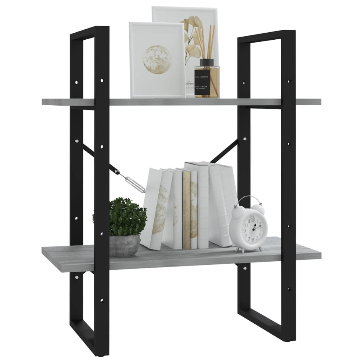 vidaXL Βιβλιοθήκη με 2 Ράφια Γκρι Sonoma 60x30x70 εκ. Επεξεργ. Ξύλο