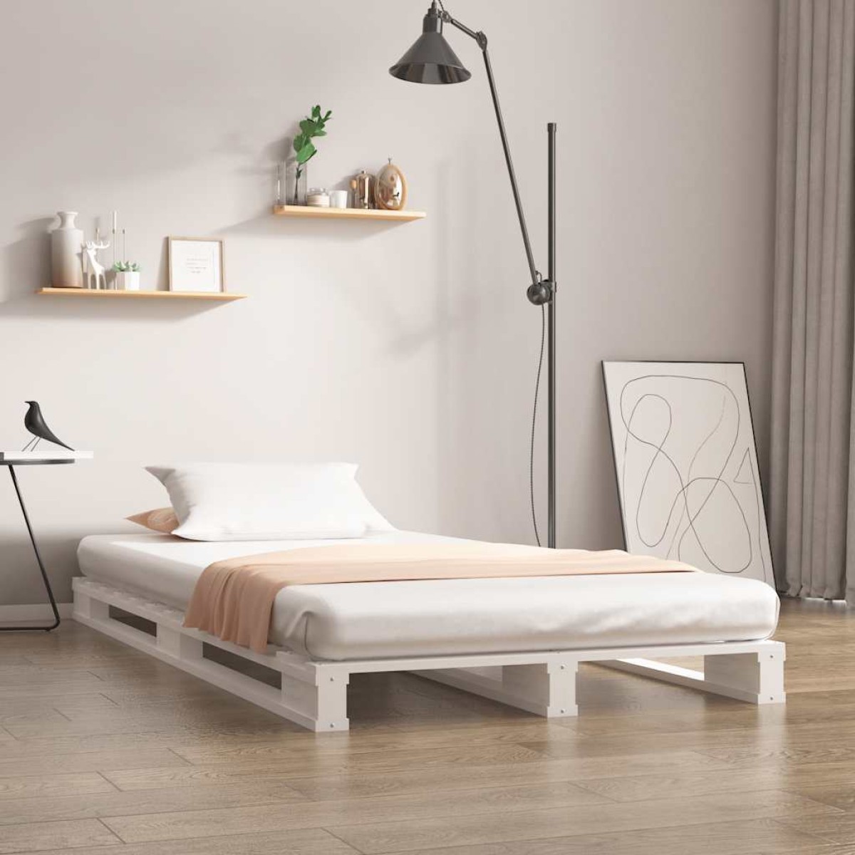 820387 vidaXL Καναπές από Παλέτες Άσπρο 100 x 200εκ. Μασίφ Ξύλο Πεύκου