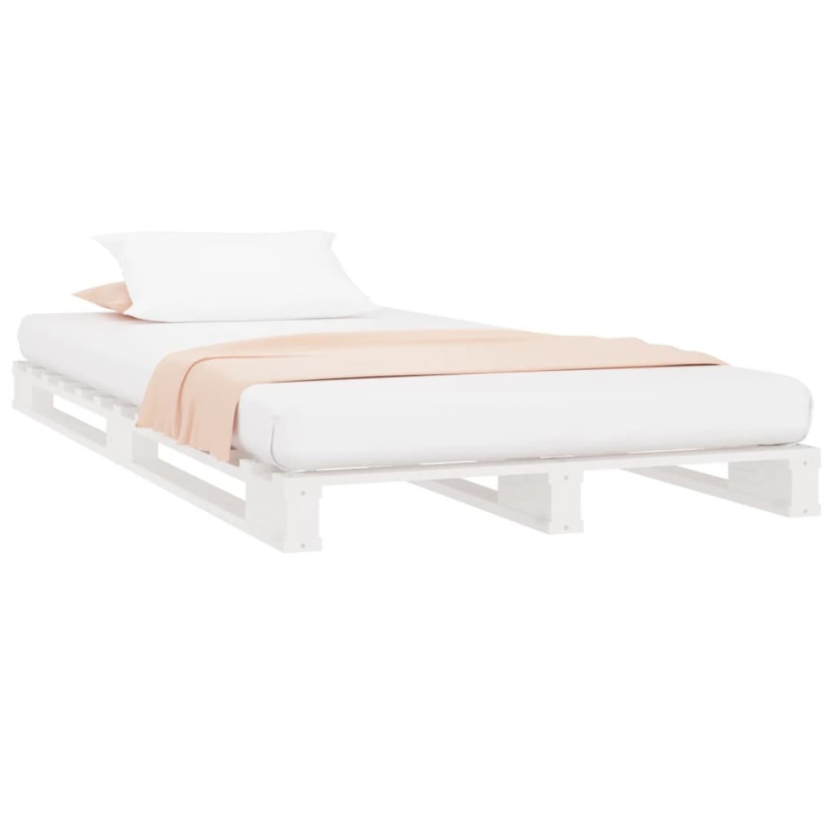 vidaXL Κρεβάτι Παλέτες Λευκό 75 x 190 εκ. Μασίφ Πεύκο Small Single