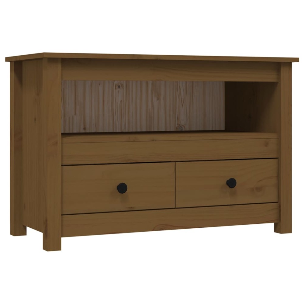 vidaXL Έπιπλο Τηλεόρασης Μελί Καφέ 79x35x52 εκ. από Μασίφ Ξύλο Πεύκου