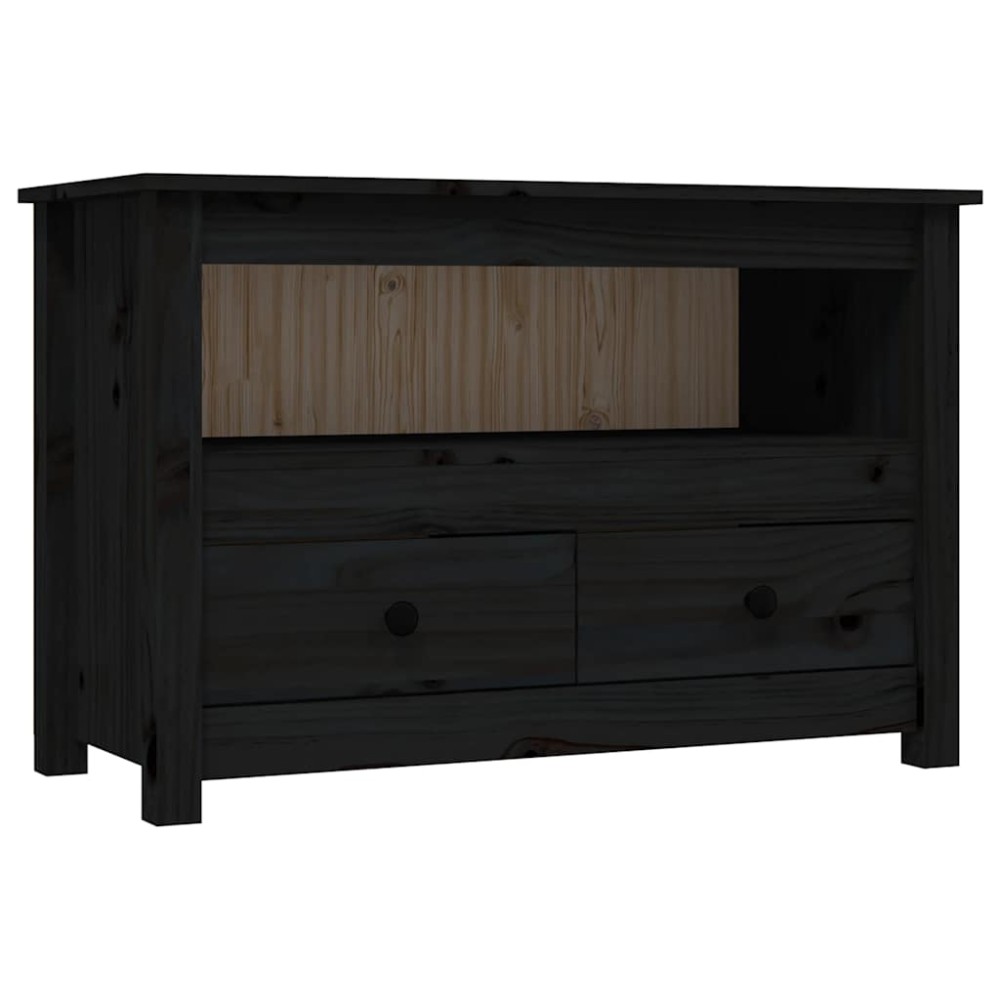vidaXL Έπιπλο Τηλεόρασης Μαύρο 79x35x52 εκ. από Μασίφ Ξύλο Πεύκου