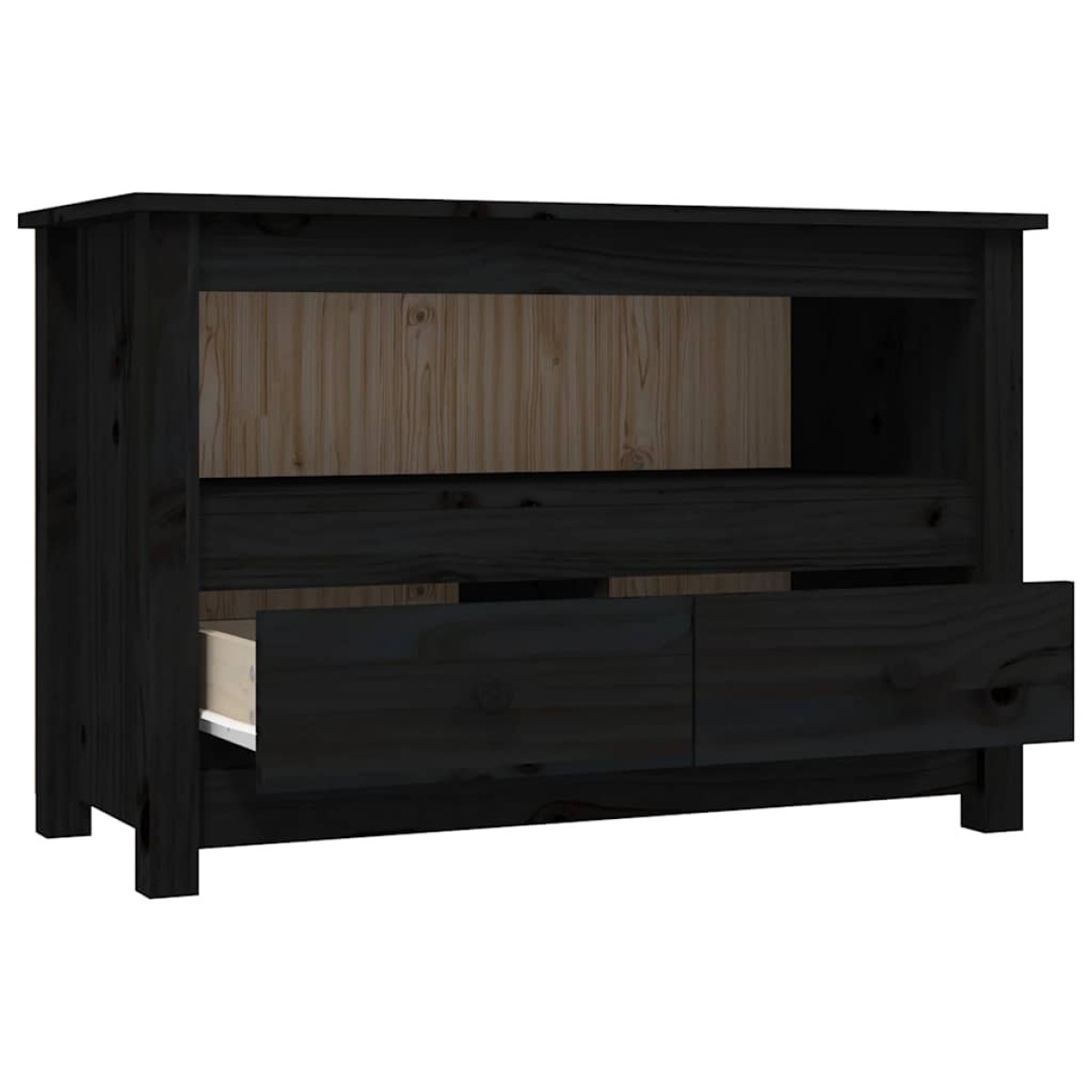 vidaXL Έπιπλο Τηλεόρασης Μαύρο 79x35x52 εκ. από Μασίφ Ξύλο Πεύκου